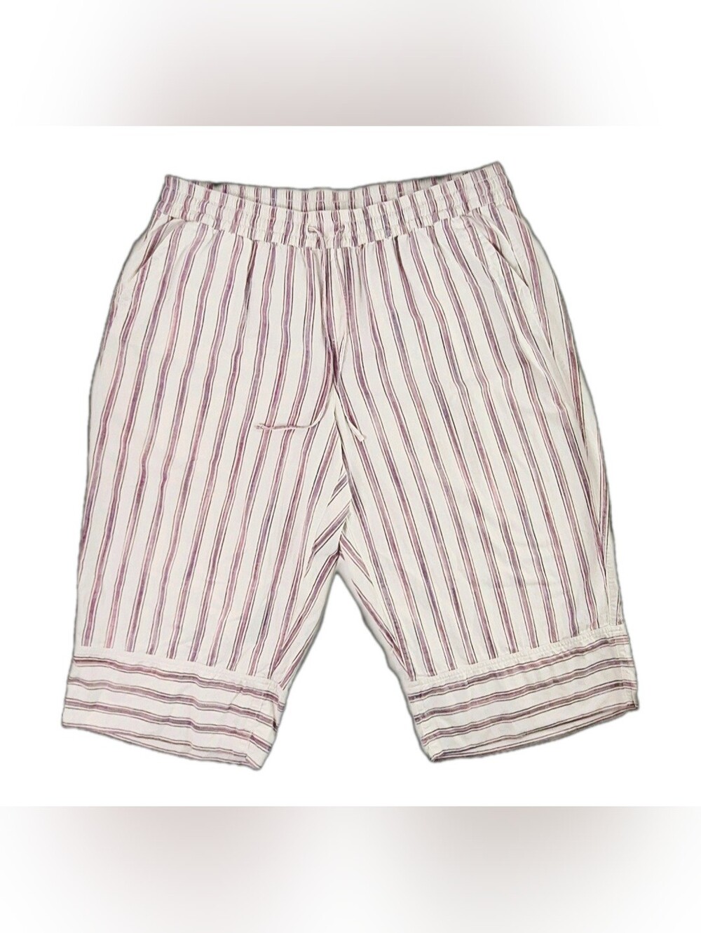 Lane Bryant Cream and Purple Striped Wide Leg Linen Pants 22/24